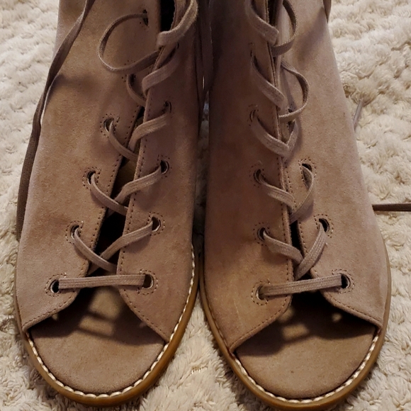 SOLD. Old Navy lace-up, peep-toe, heel, booties - Picture 2 of 5